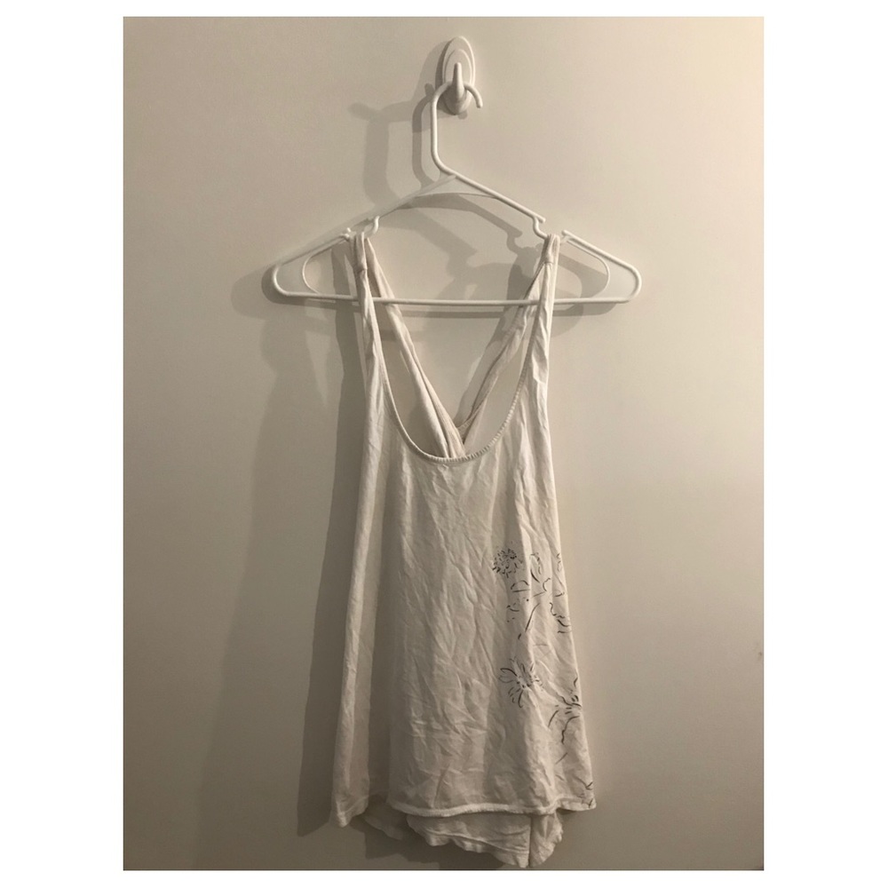 Flowy White with Floral Embellishment Tank!